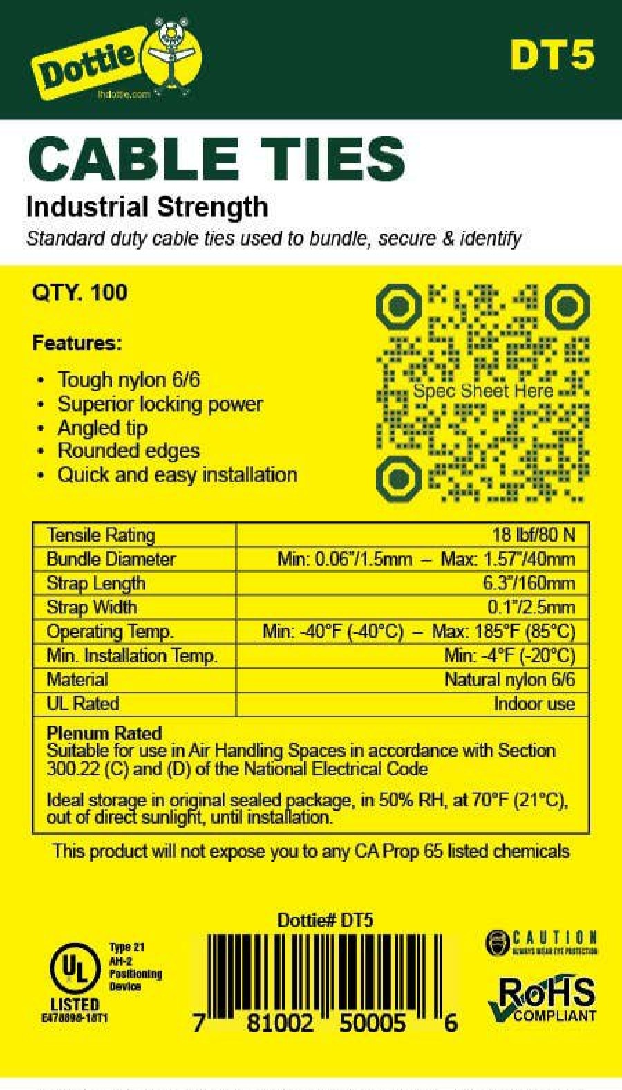 Chemicals & Tapes Dottie | 6.3'' Natural Standard Duty Cable Tie