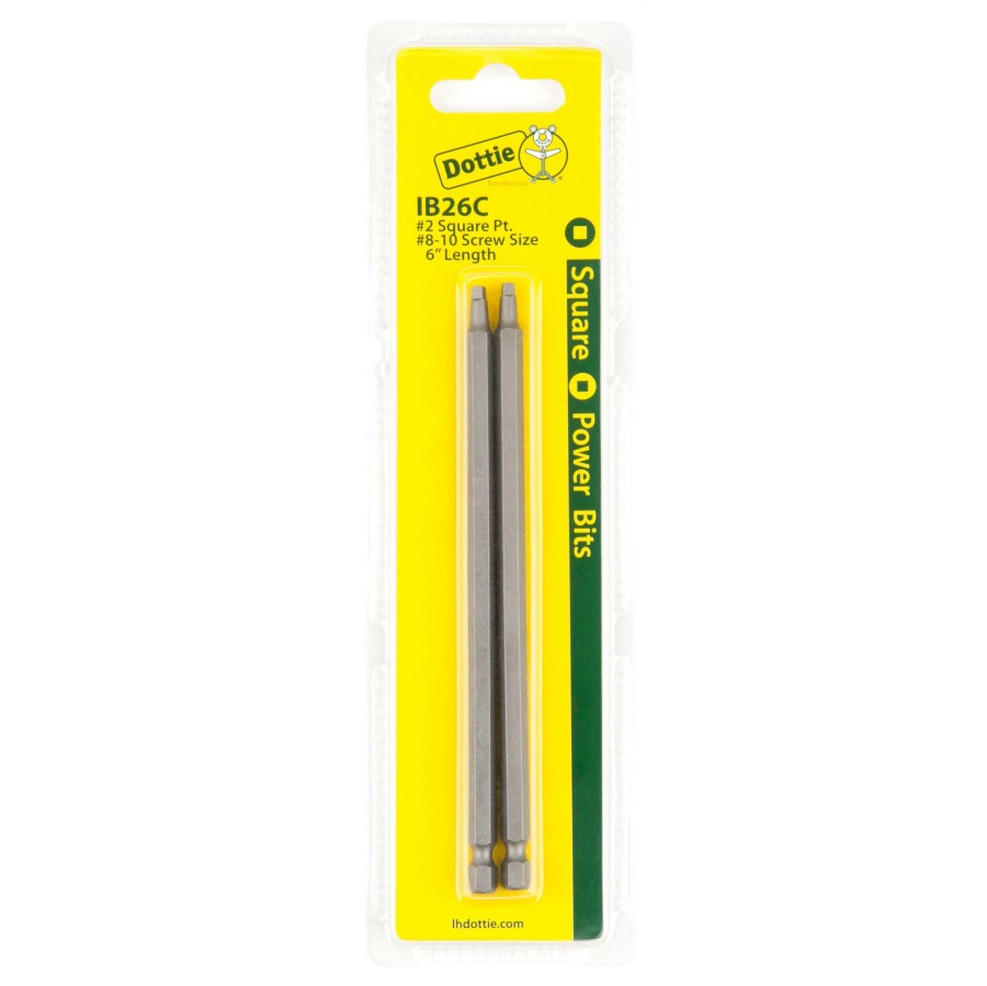 Core Products By Industry Dottie | #2 X 6'' Square Drive Power Bit (Carded)