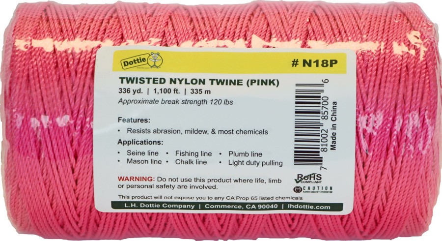 Chemicals & Tapes Dottie | 1100' Pink Twisted Nylon Twine