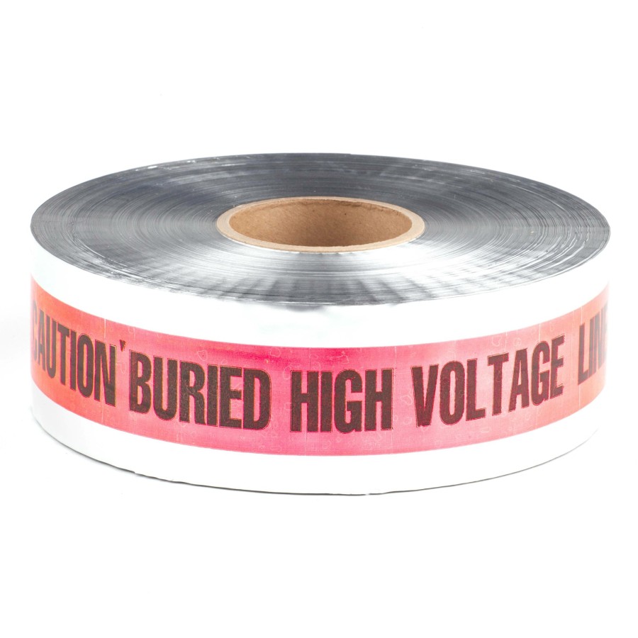 Chemicals & Tapes Dottie | 3'' X 1000' Red Detectable Tape (Caution Buried High Voltage Line Below)