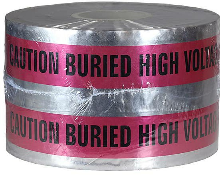 Chemicals & Tapes Dottie | 6'' X 1000' Red Detectable Tape (Caution Buried High Voltage Line Below)